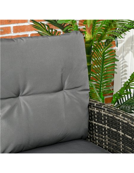 Outsunny 5 Seater Rattan Garden Furniture Set, 2 Armchairs, 3-seater Wicker Sofa, 2 Footstools Glass Table 6 Piece Patio Sofa Se - pic 35218 | FastDaddyshop