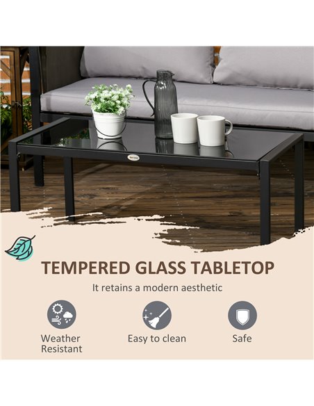 Outsunny 4 Piece Metal Garden Furniture Set, Light Grey Cushion, Black Frame 84G-048V70LG - pic 35224 | FastDaddyshop