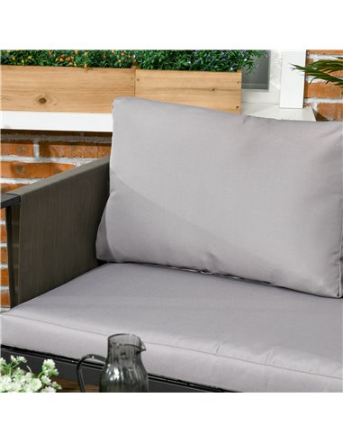 Outsunny 4 Piece Metal Garden Furniture Set with Tempered Glass Coffee Table, Patio Set Loveseat, Single Armchairs with Padded C