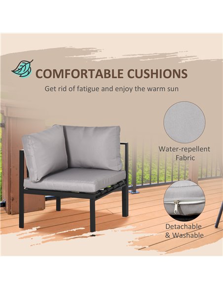 Outsunny 4 Piece Garden Furniture Set Metal Sofa Set w/ Tempered Glass Coffee Table, Conversational Corner Sofa Loveseat w/Padde - pic 35235 | FastDaddyshop