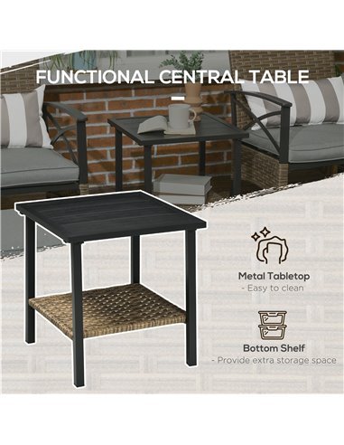 Outsunny 5 Piece PE Rattan Garden Furniture Set, Grey Cushion, Khaki Rattan 867-146V70KK