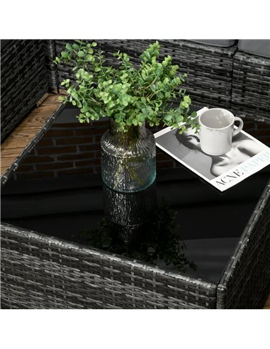 Outsunny 8 Pieces PE Rattan Corner Sofa Set Garden Furniture Set Patio Wicker Sofa Seater w/ Cushion Washable Cushion Cover Temp