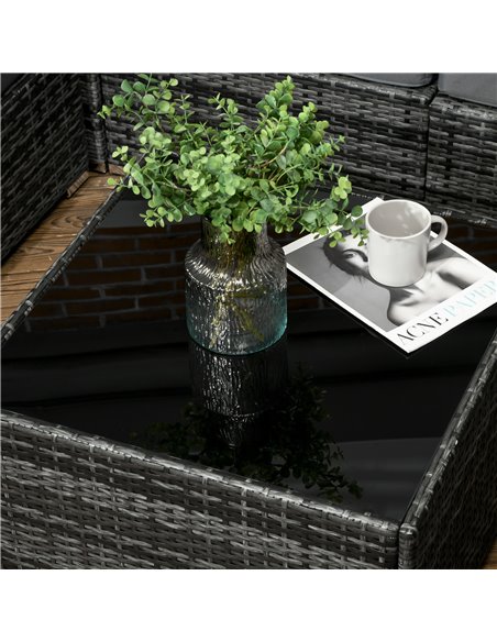 Outsunny 8 Pieces PE Rattan Corner Sofa Set Garden Furniture Set Patio Wicker Sofa Seater w/ Cushion Washable Cushion Cover Temp - pic 35255 | FastDaddyshop