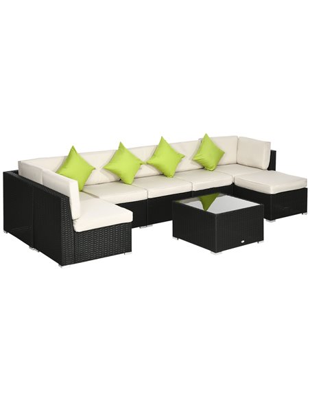 Outsunny 8 Pieces PE Rattan Corner Sofa Set, Black & Khaki & Green 860-096V00BK - pic 35256 | FastDaddyshop