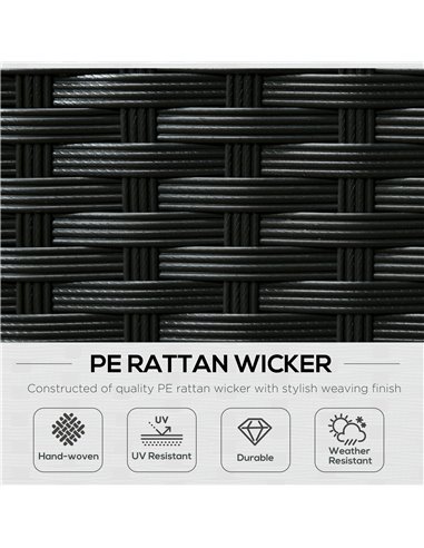 Outsunny 8 Pieces PE Rattan Corner Sofa Set, Outdoor Garden Furniture Set, Patio Wicker Sofa Seater w/ Cushion, Washable Cushion