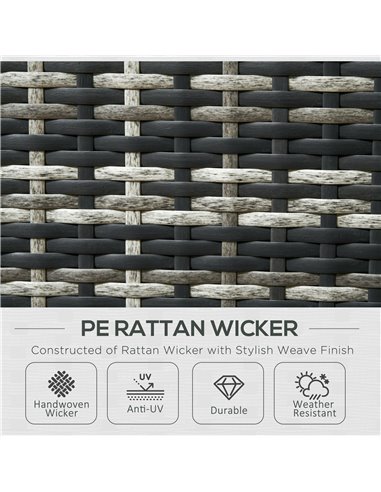 Outsunny 6 Piece Rattan Garden Furniture Set, 8-Seater Outdoor Sofa Sectional with 3 Cushioned Loveseat 2 Footstools Table, Grey