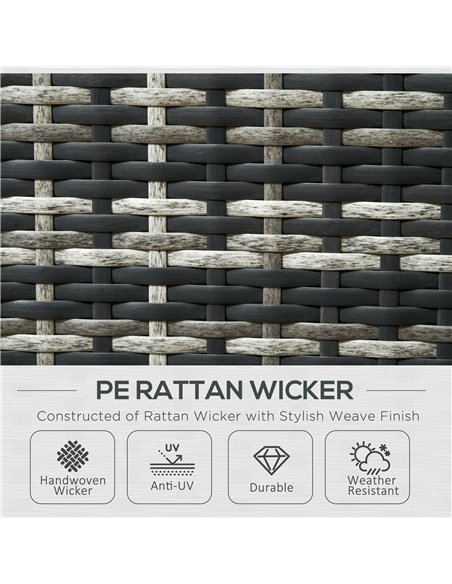 Outsunny 6 Piece Rattan Garden Furniture Set, 8-Seater Outdoor Sofa Sectional with 3 Cushioned Loveseat 2 Footstools Table, Grey - pic 35269 | FastDaddyshop