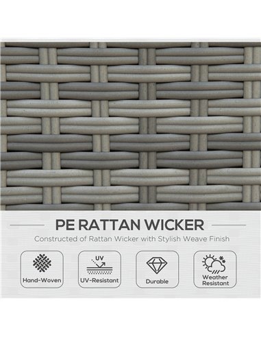 Outsunny 7 Piece Rattan Garden Furniture Set, Grey Rattan, Grey Cushion 860-295V70GY