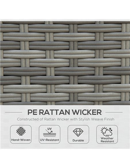 Outsunny 7 Piece Rattan Garden Furniture Set, Grey Rattan, Grey Cushion 860-295V70GY - pic 35286 | FastDaddyshop