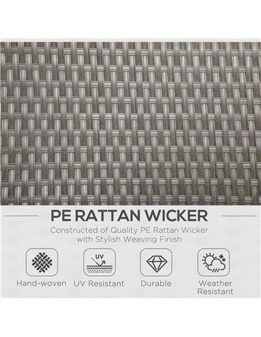 Outsunny 4 Piece Rattan Garden Furniture Sets, Grey Rattan, Grey Cushion 860-288V70GY