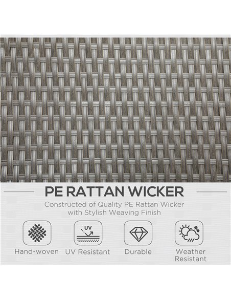 Outsunny 4 Piece Rattan Garden Furniture Sets, Grey Rattan, Grey Cushion 860-288V70GY - pic 35295 | FastDaddyshop