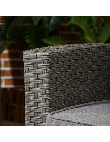 Outsunny 4 Piece Rattan Garden Furniture Sets, 4 Seater Outdoor Sofa Sectional w/Wicker Sofa, Reclining Armchair and Glass Table