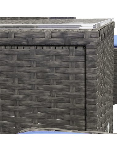 Outsunny 5 Pieces PE Rattan Garden Furniture Set, Wicker Outdoor Sofa Set w/ 2 Armchairs 2 Stools Glass Top Table Cushions, Blue
