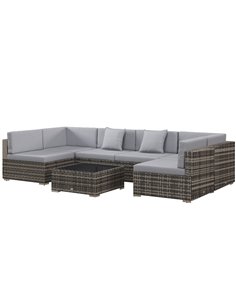 Outsunny 7 Pcs PE Rattan Garden Furniture Set, Mixed Grey & Grey 860-027V71GG