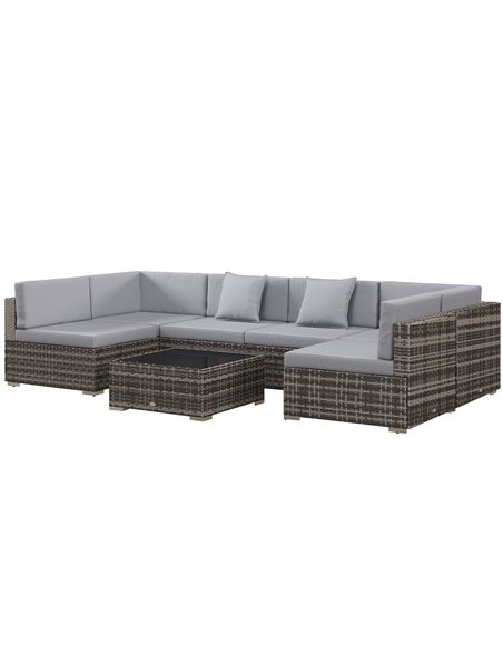 Outsunny 7 Pcs PE Rattan Garden Furniture Set, Mixed Grey & Grey 860-027V71GG - pic 35310 | FastDaddyshop
