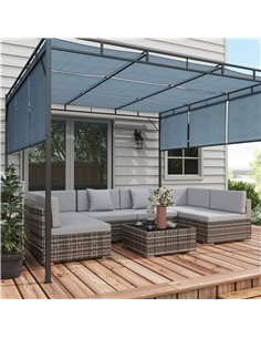 Outsunny 7 Pcs PE Rattan Garden Furniture Set, Mixed Grey & Grey 860-027V71GG 2