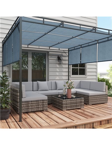 Outsunny 7 Pcs PE Rattan Garden Furniture Set, Mixed Grey & Grey 860-027V71GG - pic 35311 | FastDaddyshop