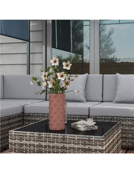 Outsunny 7 Pcs PE Rattan Garden Furniture Set w/ Thick Padded Cushion, Patio Corner Sofa Sets w/ Glass Coffee Table & Pillows, M - pic 35317 | FastDaddyshop