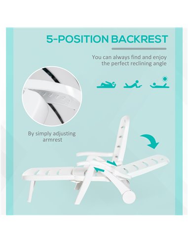 Outsunny 2pcs Garden Furniture Set Outdoor Furniture Set Dining Table, 1 Lounge Chair and 1 Garden Side Table White 84B-P065