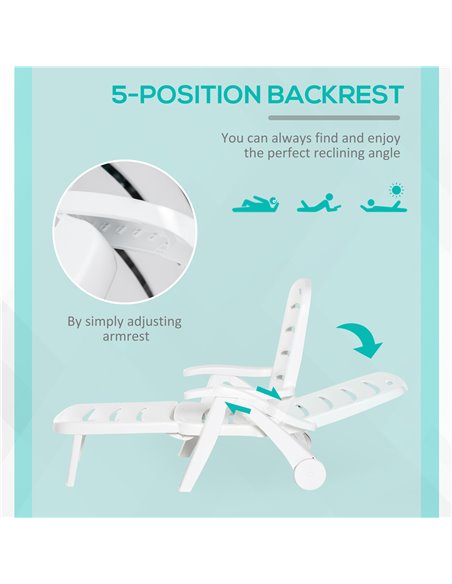 Outsunny 2pcs Garden Furniture Set Outdoor Furniture Set Dining Table, 1 Lounge Chair and 1 Garden Side Table White 84B-P065 - pic 35324 | FastDaddyshop