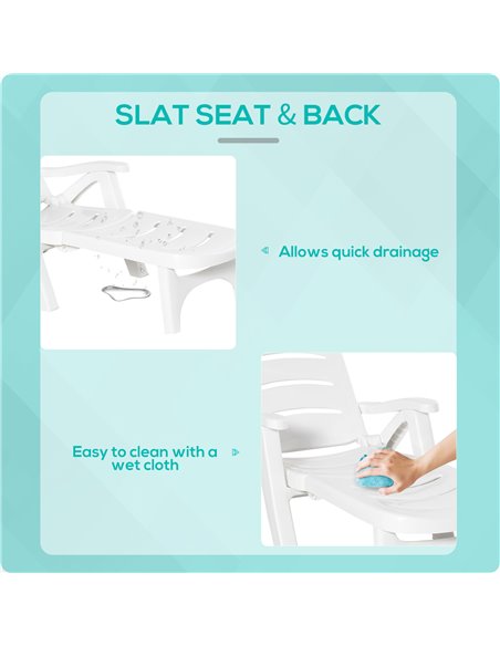 Outsunny 2pcs Garden Furniture Set Outdoor Furniture Set Dining Table, 1 Lounge Chair and 1 Garden Side Table White 84B-P065 - pic 35325 | FastDaddyshop