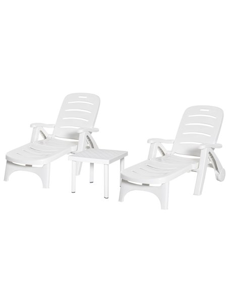 Outsunny 3pcs Garden Outdoor Furniture Set, 1 Dining Table & 2 Lounge Chairs, White 84B-P066 - pic 35328 | FastDaddyshop