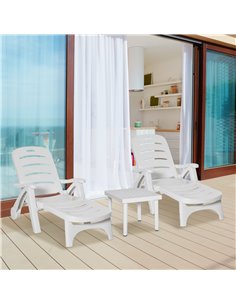 Outsunny 3pcs Garden Outdoor Furniture Set, 1 Dining Table & 2 Lounge Chairs, White 84B-P066 2