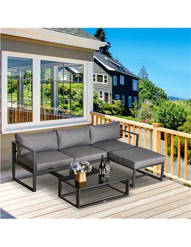 Outsunny 5 Pieces Outdoor Patio Furniture Set, Light grey & Dark grey 84B-483