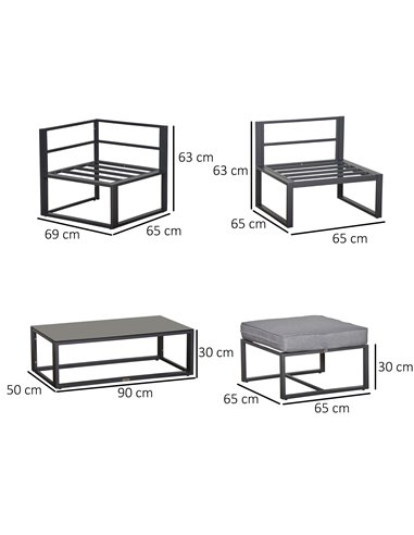Outsunny 5 Pieces Outdoor Patio Furniture Set, Light grey & Dark grey 84B-483