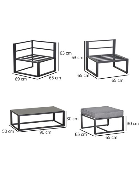 Outsunny 5 Pieces Outdoor Patio Furniture Set, Light grey & Dark grey 84B-483 - pic 35348 | FastDaddyshop