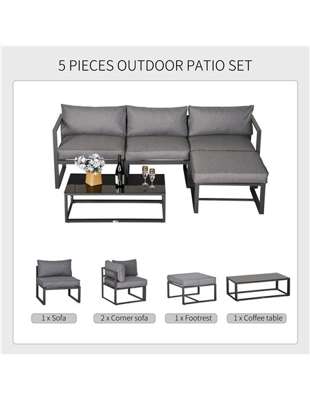 Outsunny 5 Pieces Outdoor Patio Furniture Set, Light grey & Dark grey 84B-483 - pic 35349 | FastDaddyshop