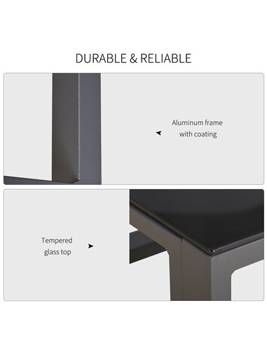 Outsunny 5 Pieces Outdoor Patio Furniture Set, Sofa Couch with Glass Coffee Table, Cushioned Chairs and Metal Frame, for Balcony