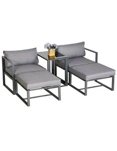 Outsunny 5 Piece Garden Conversation Set, Grey 84B-482