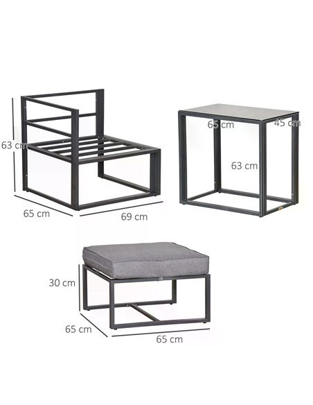 Outsunny 5 Piece Garden Conversation Set, Grey 84B-482 - pic 35357 | FastDaddyshop
