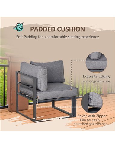 Outsunny 5 Piece Garden Conversation Set, Grey 84B-482