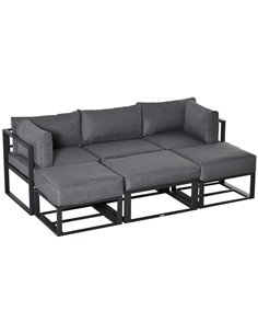 Outsunny Garden Daybed, 6 Piece Outdoor Sectional Sofa Set, Grey 84B-656