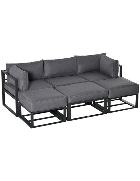 Outsunny Garden Daybed, 6 Piece Outdoor Sectional Sofa Set, Grey 84B-656 - pic 35364 | FastDaddyshop