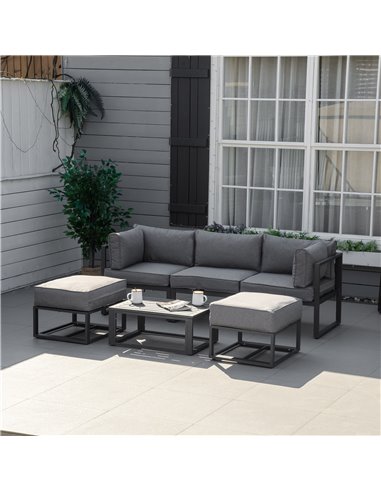 Outsunny Garden Daybed, 6 Piece Outdoor Sectional Sofa Set, Grey 84B-656