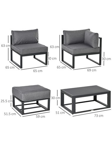Outsunny Garden Daybed, 6 Piece Outdoor Sectional Sofa Set, Grey 84B-656