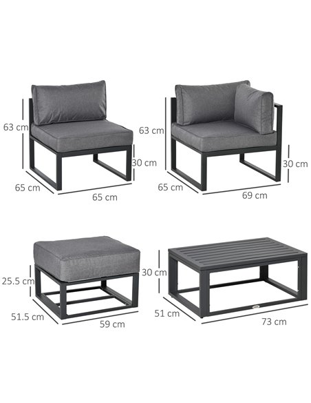 Outsunny Garden Daybed, 6 Piece Outdoor Sectional Sofa Set, Grey 84B-656 - pic 35366 | FastDaddyshop