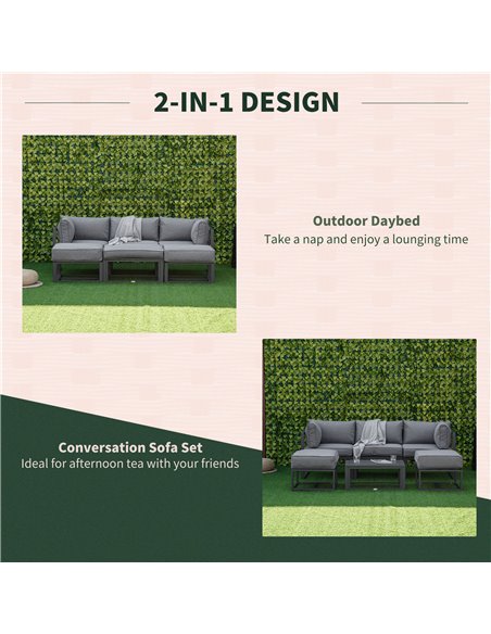 Outsunny Garden Daybed, 6 Piece Outdoor Sectional Sofa Set, Grey 84B-656 - pic 35367 | FastDaddyshop