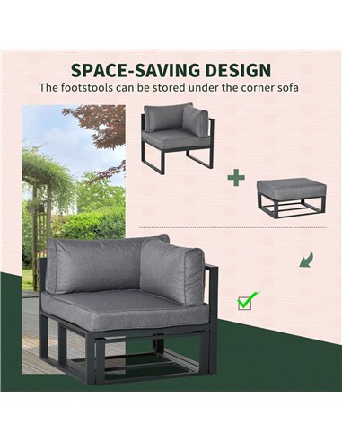 Outsunny Garden Daybed, 6 Piece Outdoor Sectional Sofa Set, Grey 84B-656