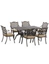 Outsunny 6-Seater Patio Dining Set with Umbrella Hole, Bronze Tone & Khaki 84G-050V70BN