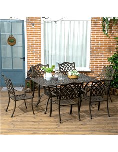 Outsunny 6-Seater Patio Dining Set with Umbrella Hole, Bronze Tone & Khaki 84G-050V70BN 2