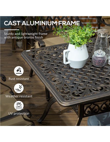 Outsunny 6-Seater Patio Dining Set with Umbrella Hole, Bronze Tone & Khaki 84G-050V70BN - pic 35376 | FastDaddyshop