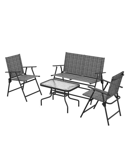 Outsunny 4 Pcs Patio Furniture Set, Dark Grey & Mixed Grey 84G-273V00GY - pic 35391 | FastDaddyshop