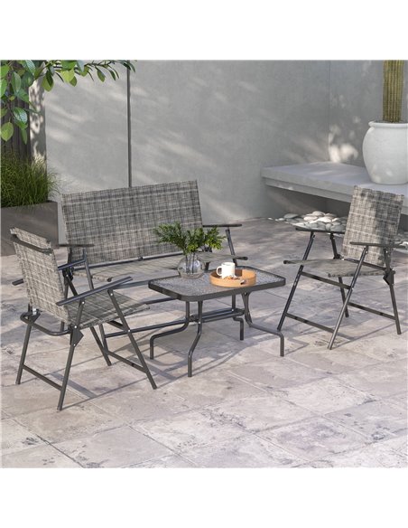 Outsunny 4 Pcs Patio Furniture Set, Dark Grey & Mixed Grey 84G-273V00GY - pic 35392 | FastDaddyshop