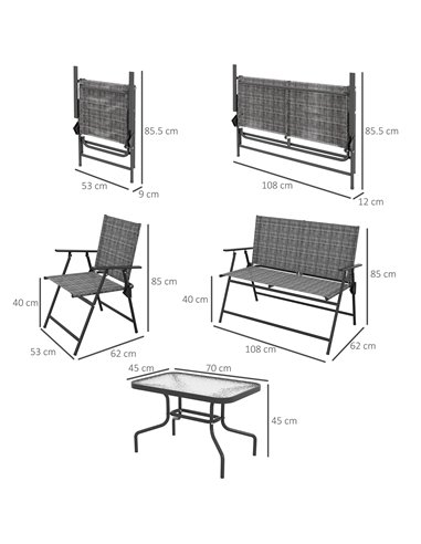 Outsunny 4 Pcs Patio Furniture Set, Dark Grey & Mixed Grey 84G-273V00GY