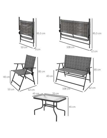 Outsunny 4 Pcs Patio Furniture Set, Dark Grey & Mixed Grey 84G-273V00GY - pic 35393 | FastDaddyshop
