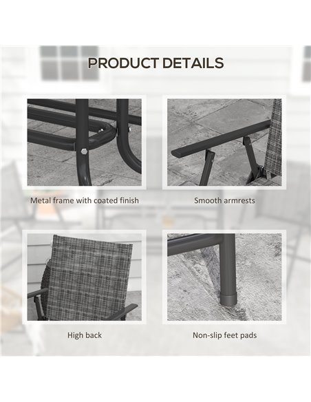 Outsunny 4 Pcs Patio Furniture Set w/ Breathable Mesh Fabric Seat, Backrest, Garden Set w/ Foldable Armchairs, Loveseat, Glass T - pic 35397 | FastDaddyshop